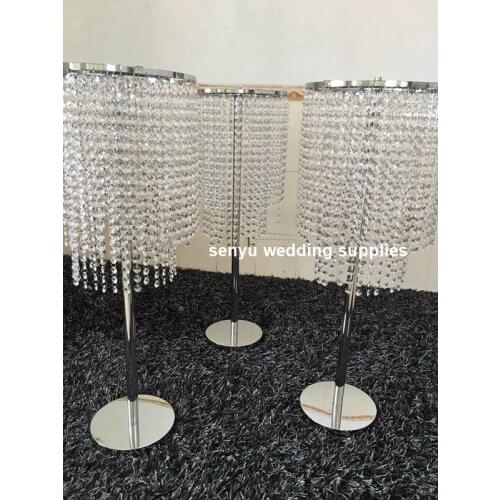 Tall Crystal Flower Stand Pillar for Wedding Walkway senyu0717