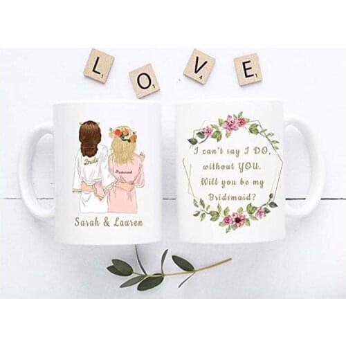 Custom Made Bride with Maid Of Honor Mug, Best Friend Bestie Gifts, Bride Bridal Shower Party Bachelorette Gift, Wedding Engagem