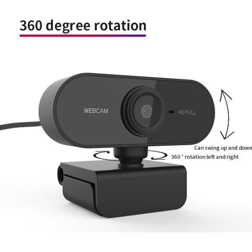 HD 1080p Mini Camera Computer Pc Webcam With Microphone Swivel Cameras For Live Streaming Video Conference Work