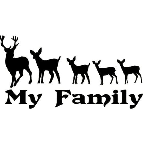 Volkrays Creative My Deer Family with Kids Happy Vinyl Car Sticker Waterproof Decal for Bumper Glass Laptop,23cm*12cm