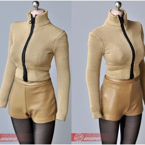 1/6 Female Clothes Khaki Zipper Tights Fit 12'' Phicen TBL JO Female Action Figure Doll In Stock