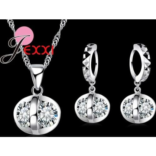 Fine Women Necklace Earrings Jewelry Sets Crystal 925 Sterling Silver Wedding Party Jewelry Sets For Women