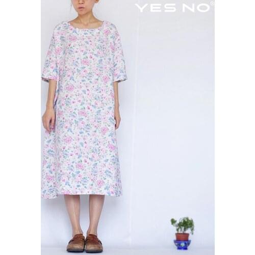 2020 summer fluid one-piece dress loose women expansion bottom fifth sleeve floral print full dress 16357
