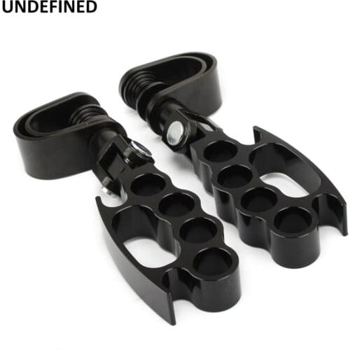 1Pair Flying Knuckle Motorcycle Highway Foot Pegs Footrest 25mm 32mm Mount For Harley Honda Yamaha Kawasaki Chopper Black/Chrome