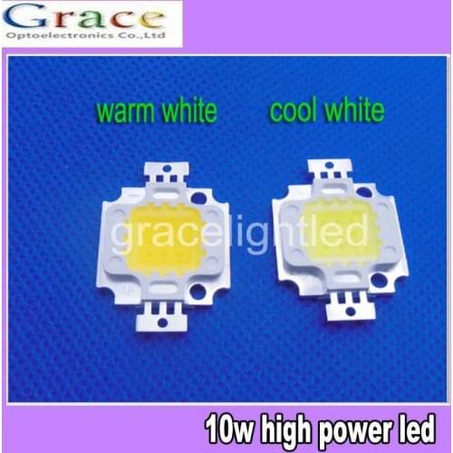 10pcs/lot,10W LED Integrated High power LED White/Warm white 900mA 9.0-12.0V 800-900LM 35mil Taiwan Free shipping