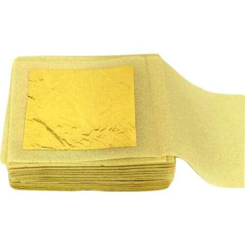 100 sheets 9.33 x 9.33 cm Genuine 24K Edible Gold Leaf - Food Decoration Gold mask for Cosmetology Real Gold Leaf