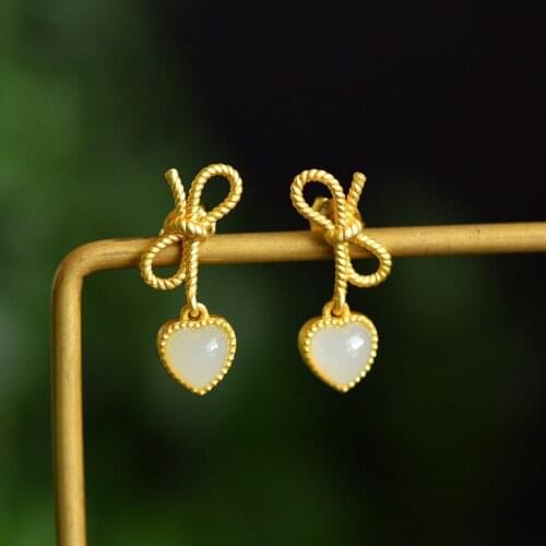 2021 Trend Bowknot Drop Earrings Dangle Heart Accessories Exquisite Charm Piercing Jewelry For Women Wedding Valentines Gift
