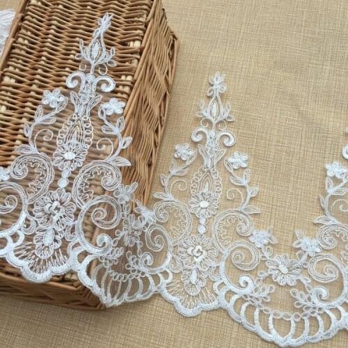 3Yards/pack Refined Luxury with Continental Car Bone Sequined Lace Wedding Dress Accessories Lace Trim RS915