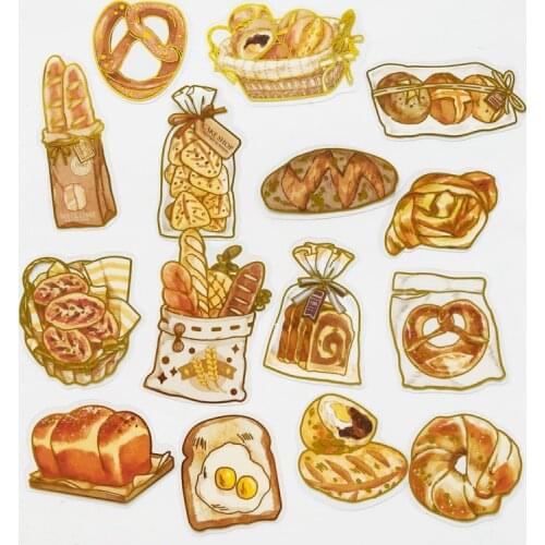 30 pcs /Pack hello ! Breads PVC Golden Glitter Decorative Sticker Hand Account Kitchen Bags Decoration Label Stickers