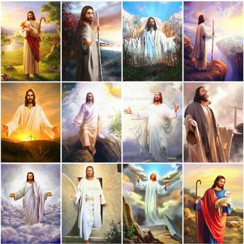 5D Diamond Painting Jesus Cross Stitch Rhinestones Handmade Gift Diamond Embroidery Religion Mosaic Art Home Wall Decoration