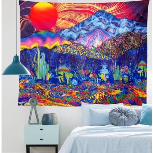 Abstract Mushroom Tapestry Psychedelic Artistic Printed Large Wall Tapestries Yoga Hippie Wall Hanging Bohemian Tapestry Blanket