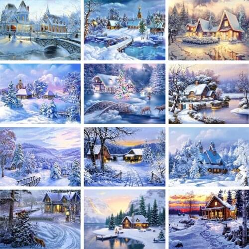 5D DIY Diamond Painting Winter Scenery Rhinestone Cross Stitch Kit Full Diamond Embroidery Mosaic Mosaic Home Decoration Picture