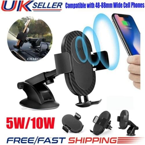 Fast/Quick Charging Black Wireless Car Charger Suction Cup Car Mount Windshield Dash Air Vent Phone Holder Stand Universial