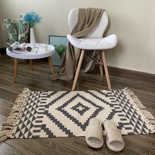 Bohemian Cotton Linen Handmade Bedroom Tassels Carpet Tea Table Sofa Long Mat Bathroom Doormat Home Wall Tapestry