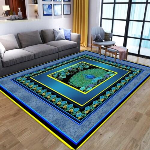 Blue peacock 3D Pattern Carpets for Living Room Home Hallway Large Rugs Kids Room Bedside Mats Children Bedroom Decor Big Carpet