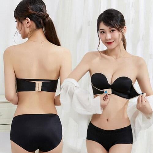 Strapless Underwear Women Sexy Invisible Bras Push Front Sexy Bralette Bandeau Closure Up Wireless Padded Lingerie Bra Top N7S9