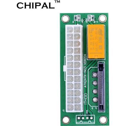 CHIPAL 10PCS PSU Card ATX 24Pin to 15Pin SATA Dual Power Supply Sync Starter Extender Cable Adapter for Bitcoin Miner