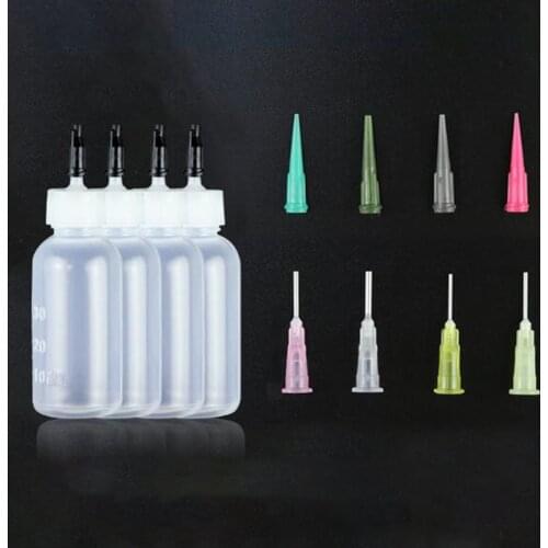 Tattoo Ink Squeeze Syringe Bottles Paint Alcohol Needle Tips Sealing Caps