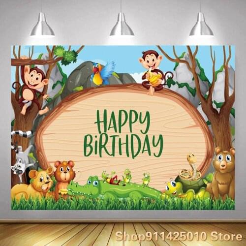 Spring Zoo Animals Cartoon Backgrounds Boys Birthday Party Decoration Photography Studio 3D Digital Photos Customized Backdrop