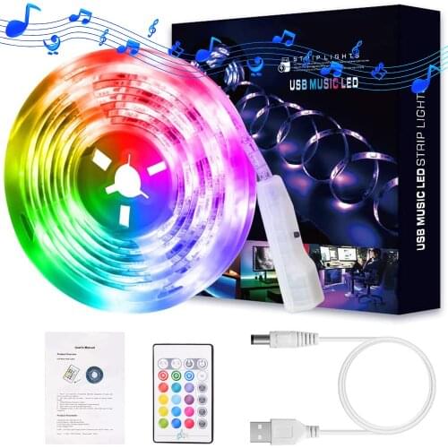 2M/3M/5M LED String Light USB Mini Music Voice Control Flexible LED Strip IR Remote Screen BackLight Home Decora Wifi Controller