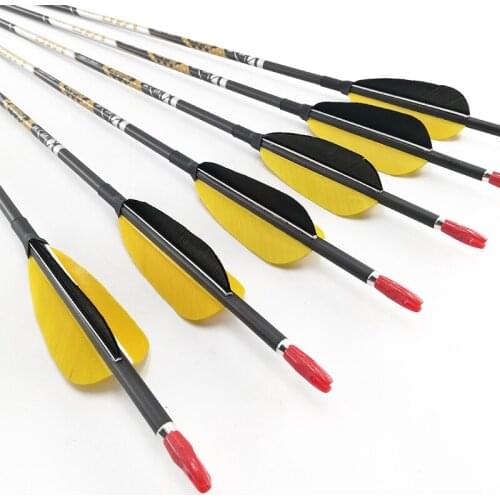 Archery Carbon Arrows Spine350-900 3 Inch Turkey Feather ID4.2mm Shaft 80gr tips for Compound Recurve Bow Longbow hunting