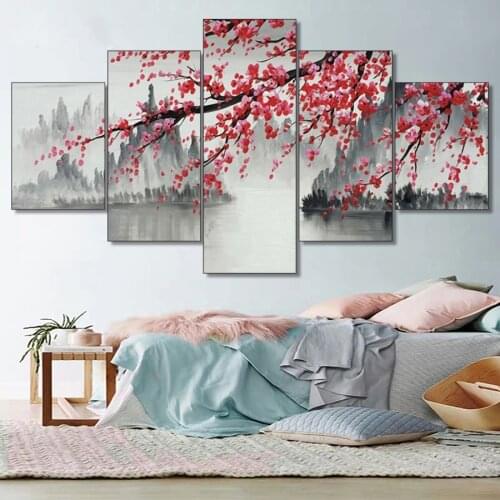 5 Piece Abstract Chinese Style Plum flowers Diy Diamond Painting Full Square Round Drill Diamond Embroidery Sale Home Decor