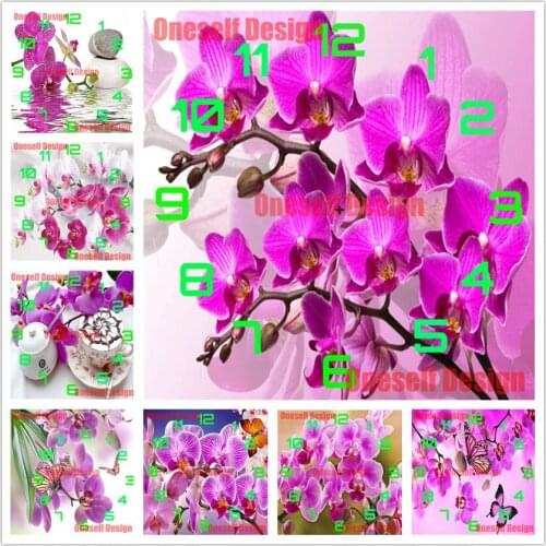 Hot sale diamond embroidery clock flower 5d diamond painting clock flower rhinestone pictures decoration home diamond art kit