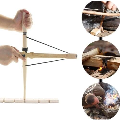 Bow Drill Friction Fire Starter Outdoor Survival Adventure Development Training Camping Equipment Emergency Gear Props