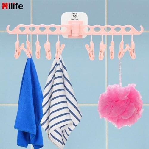 Multi-function Folding Plastic Hanger Clothes Drying Rack Storage Racks Travel Hanging Tool Clothes Hanger Portable Windproof