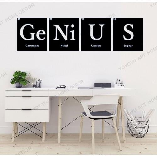 Genis Periodic Table Elements Vinyl Wall Sticker Art Home Decor Education Design Wall Decal Mural Science Geek Nerd Quotes rb656