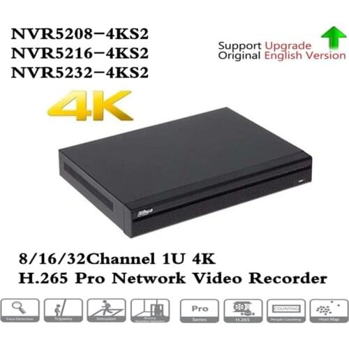 Original English version Dahua 4K Video Surveillance NVR NVR5208-4KS2 NVR5216-4KS2 NVR5232-4KS2 8/16/32 Channels H.265