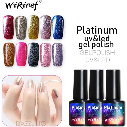 WiRinef 8ml 10 Colors Dazzling Platinum Nail Gel Polish Soak Off Nail Manicure Glitter Color Gel Varnish
