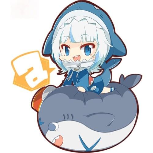 Personality Anime Girl Gawr Gura Stickers Cartoon Cute Shark Waterproof Decals Car Sticker for Bumper Trunk Window Decoration