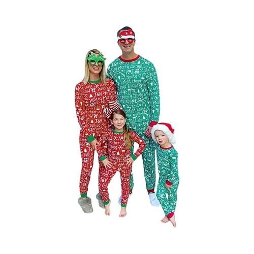 Interesting Home Service Pajamas Parent-child Clothing Boy Girl Holiday Suits Family Matching Clothing Christmas Letter Printing