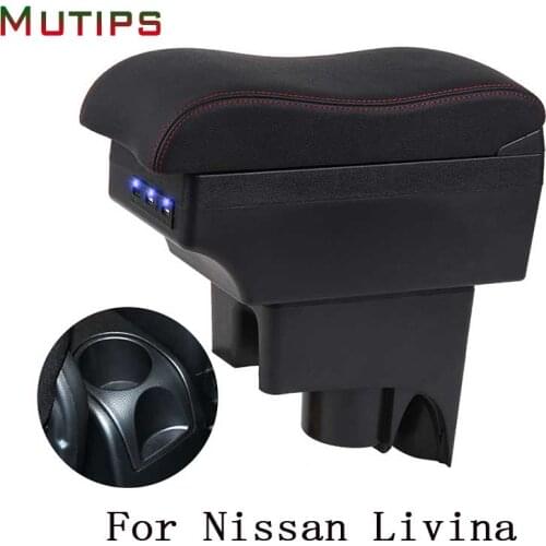 Mutips For Nissan Livina armrest box car arm rest leather storage box car-styling accessories USB interior automobile 2006-2017