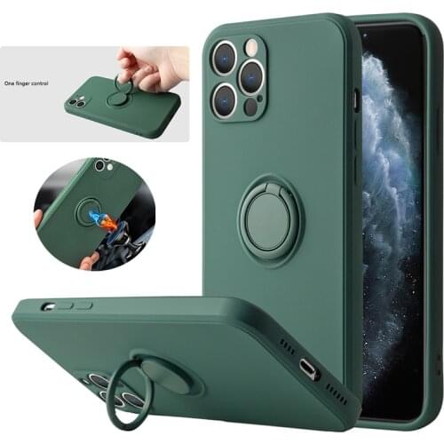 With Ring Silicone Case For iPhone 11 12 Pro Max XR X XS 6 7 8 Plus 5 5S Mini Luxury Holder Magnetic Soft Phone Lanyard Cover