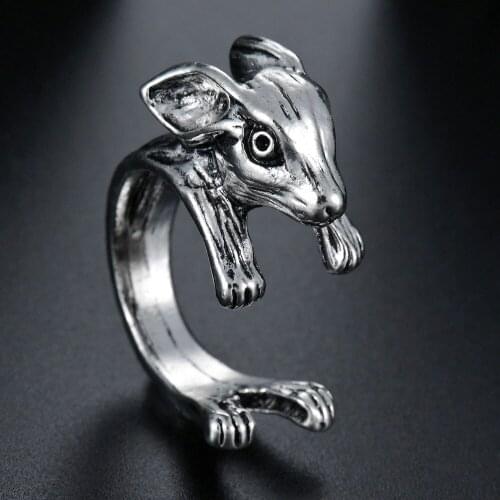 Silver Color Adjustable Vintage Ring Hippie Chic Handmade Cute Rabbit Bunny Animal Knuckles Rings for Women Men Fashion Jewelry