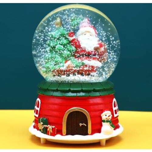 Snowflake Crystal Ball Rotating Glowing Music Box Christmas Crystal Ball Night Light Holiday Lighting Battery Battery Xmas Gift