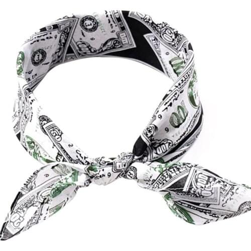 55x55cm Unisex Cotton Square Bandana 3D Dollar Bills Money Digital Print Multipurpose Handkerchief Headband Motorcycle
