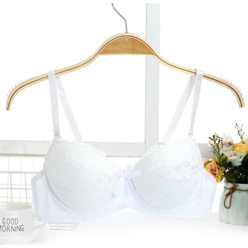 Spring summer Sexy Thin cup Bra For Women Double Super Push Up Underwear Girl lace Bras double student girl small bra 34-40 A B