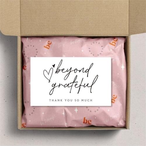 30pcs/pack Pink Thank You Card For Supporting Business Package Decoration Business Card Handmade With Love For Sellers Gifts