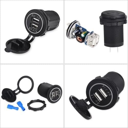 ADPOW Dual USB Charger for Motorcycle Auto Truck ATV Boat LED Car 4.2A Dual USB Socket Charger Power Adapter Outlet Power 12V