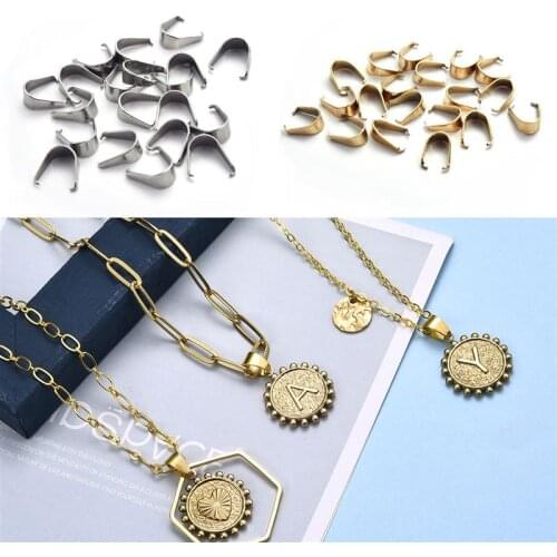 50pcs 7/9/10mm Stainless Steel Clasps Bails Charm Melon Seeds Pendant Buckle DIY Necklace Bracelet Connectors Jewelry Making