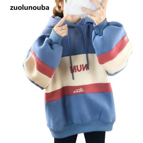 2020 Autumn And Winter Korean Version Loose Plus Velvet Thick Ins All-match Women Sweatshirt Comfortable And Warm Ladies Hoodie