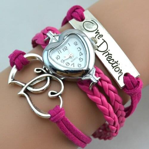 Relojes Mujer Retail and wholesale Double Heart Leather Bracelet Ladies Watch Fashion Jewelry
