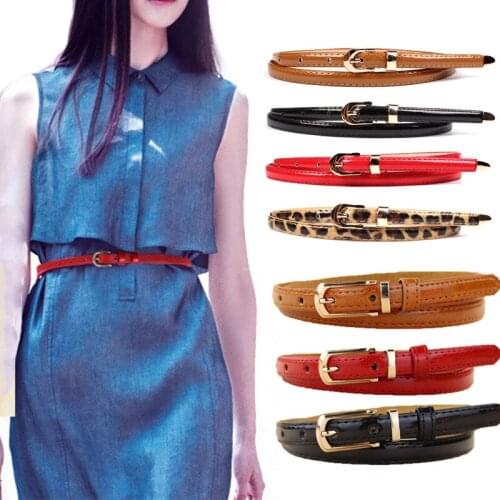 Candy Color Women Belt Thin Pu Leather Female Waist Belts for Women Metal Buckle Casual Jeans Dress Belt cinturon mujer cinto