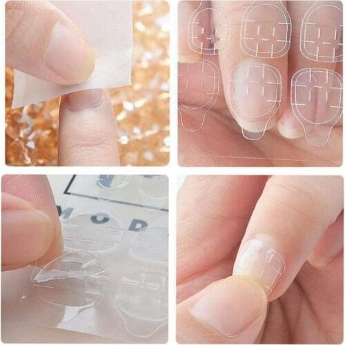 1Sheet(24Pcs) Clear False Nail Tips Double Side Adhesive Glue Sticky Tape Art Invisible Fake Nails Glue Jelly Gel Sticker Tool