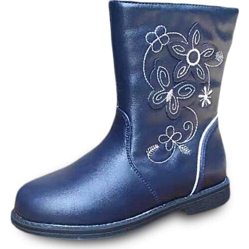 Super quality 1pair Fashion Leather flower children boot girl Shoes, Kid zip GIR shoes