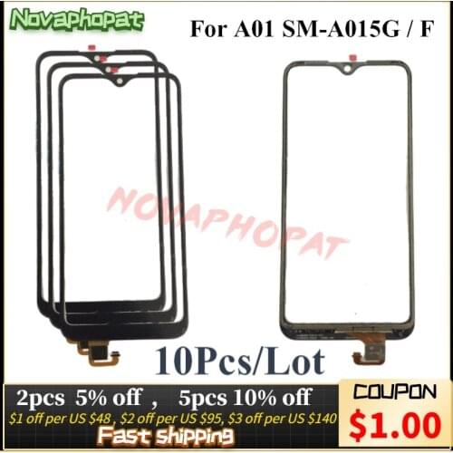 Novaphopat For Samsung Galaxy A01 SM-A015F SM-A015G Touch Screen Digitizer Glass Sensor Outer Front Panel 10pcs/lot
