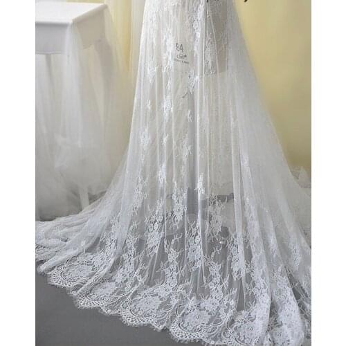 3 yardsOff White New French Eyelash Lace Fabric Diy Exquisite Lace Embroidery Clothes Wedding Dress Accessories